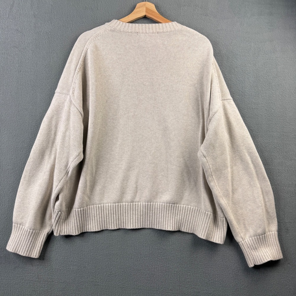Quince Women XL Beige Organic Heavy Cotton Shaker Knit Crewneck Pullover Sweater - Picture 2 of 8